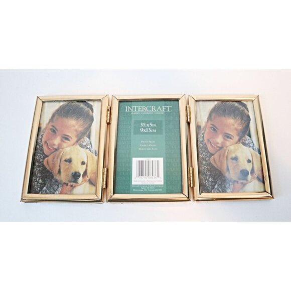 Folding Picture Frame Gold Tone Vintage Photo Frames Hinged  Lot D - Picture 2 of 3